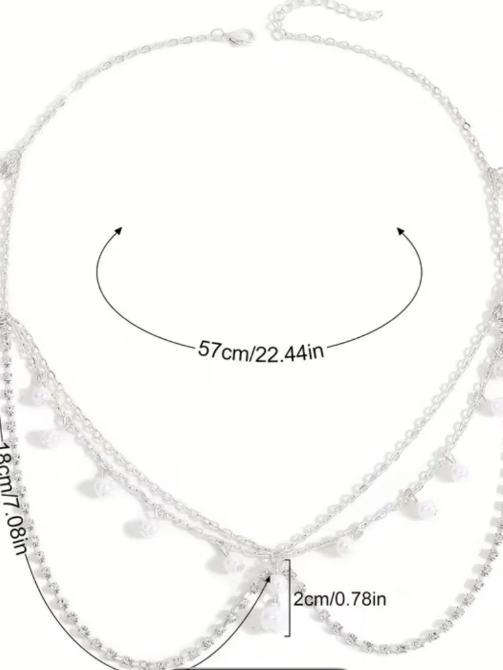 Silver Pearl Draped Head Chain - Women's Boho Hair Jewelry
